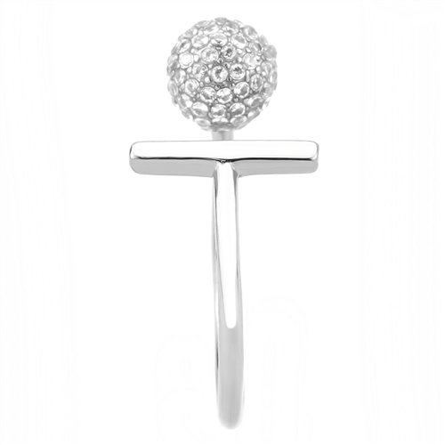 Jewellery Kingdom Ladies Cz Ball Open Contemporary Stainless Steel Pretty Sparkle Ring (Silver) Secondary image