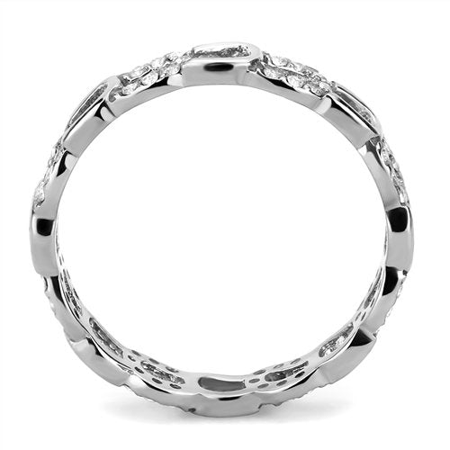 Jewellery Kingdom Ladies Cz Band 4mm Full Eternity 1 Carat Pretty Stainless Steel Ring (Silver) - Rings - British D'sire