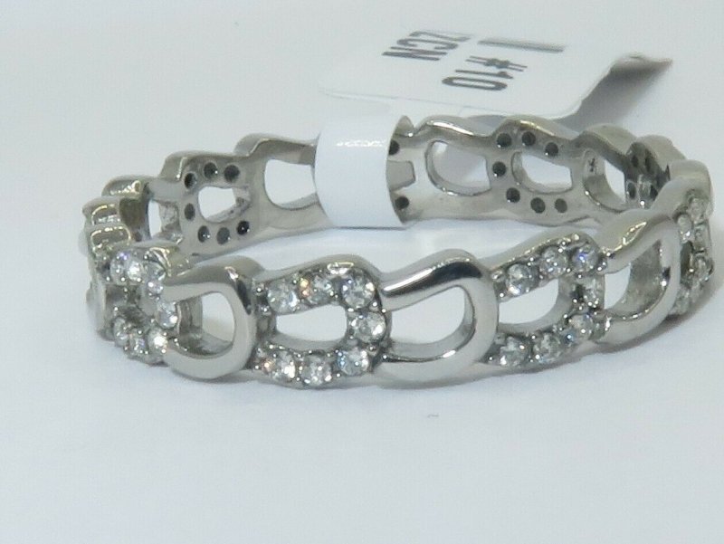 Jewellery Kingdom Ladies Cz Band 4mm Full Eternity 1 Carat Pretty Stainless Steel Ring (Silver) - Rings - British D'sire