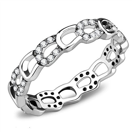 Jewellery Kingdom Ladies Cz Band 4mm Full Eternity 1 Carat Pretty Stainless Steel Ring (Silver) - Rings - British D'sire