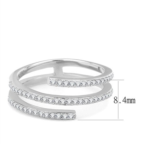 Jewellery Kingdom Ladies Cz Band 8mm Flat Pave Open Realistic Stainless Steel Ring (Silver) Secondary image