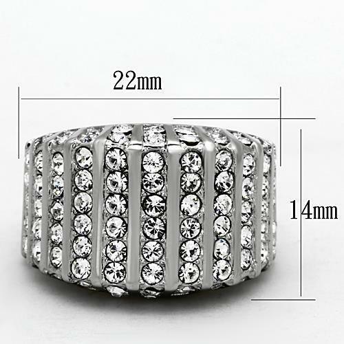Jewellery Kingdom Ladies Cz Band Cocktail Stainless Steel Pave Sparkling Chunky Ring (Silver) Secondary image