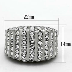 Jewellery Kingdom Ladies Cz Band Cocktail Stainless Steel Pave Sparkling Chunky Ring (Silver) - Jewelry Rings - British D'sire