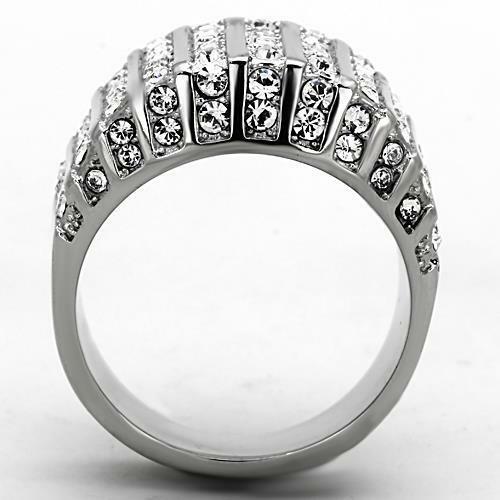 Jewellery Kingdom Ladies Cz Band Cocktail Stainless Steel Pave Sparkling Chunky Ring (Silver) - Jewelry Rings - British D'sire