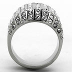 Jewellery Kingdom Ladies Cz Band Cocktail Stainless Steel Pave Sparkling Chunky Ring (Silver) - Jewelry Rings - British D'sire
