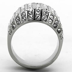 Jewellery Kingdom Ladies Cz Band Cocktail Stainless Steel Pave Sparkling Chunky Ring (Silver) - Jewelry Rings - British D'sire