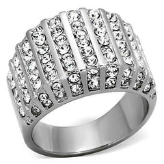 Jewellery Kingdom Ladies Cz Band Cocktail Stainless Steel Pave Sparkling Chunky Ring (Silver) - Jewelry Rings - British D'sire