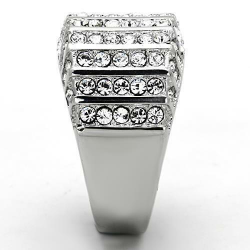 Jewellery Kingdom Ladies Cz Band Cocktail Stainless Steel Pave Sparkling Chunky Ring (Silver) - Jewelry Rings - British D'sire