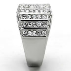Jewellery Kingdom Ladies Cz Band Cocktail Stainless Steel Pave Sparkling Chunky Ring (Silver) - Jewelry Rings - British D'sire