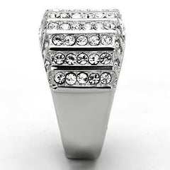 Jewellery Kingdom Ladies Cz Band Cocktail Stainless Steel Pave Sparkling Chunky Ring (Silver) - Jewelry Rings - British D'sire