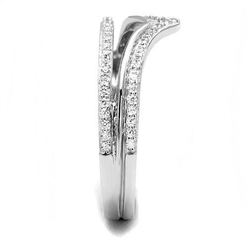 Jewellery Kingdom Ladies Cz Band Flat Double Illusion Sterling Handmade Sparkling Ring (Silver) - Jewelry Rings - British D'sire Main image