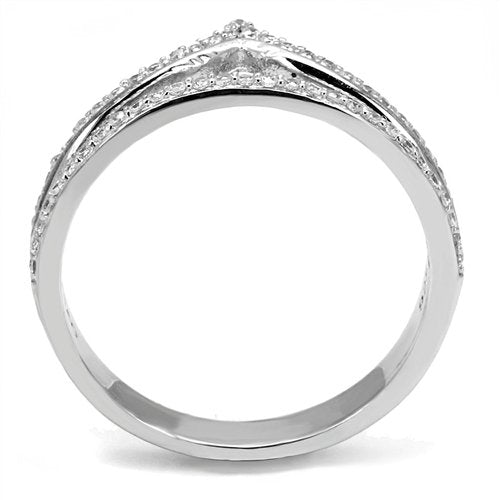 Jewellery Kingdom Ladies Cz Band Flat Double Illusion Sterling Handmade Sparkling Ring (Silver) - Jewelry Rings - British D'sire