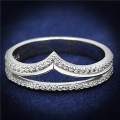 Jewellery Kingdom Ladies Cz Band Flat Double Illusion Sterling Handmade Sparkling Ring (Silver) - Jewelry Rings - British D'sire