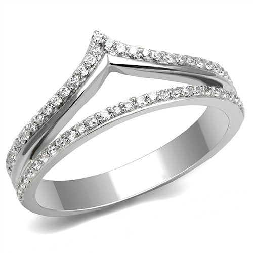 Jewellery Kingdom Ladies Cz Band Flat Double Illusion Sterling Handmade Sparkling Ring (Silver) - Jewelry Rings - British D'sire
