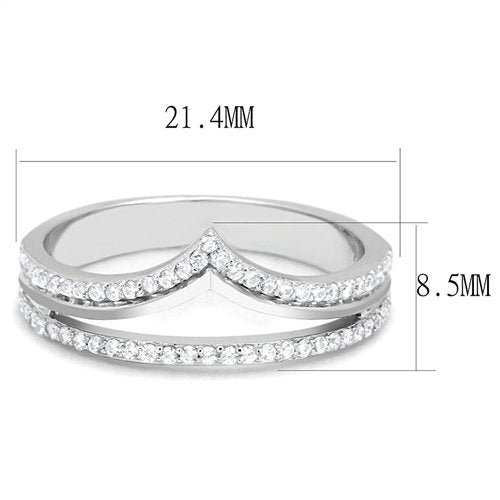 Jewellery Kingdom Ladies Cz Band Flat Double Illusion Sterling Handmade Sparkling Ring (Silver) - Jewelry Rings - British D'sire