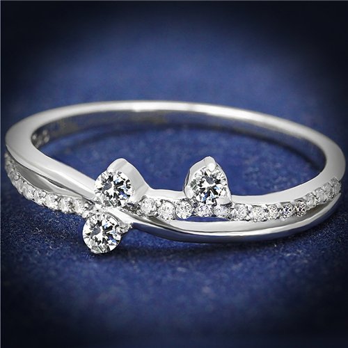 Jewellery Kingdom Ladies Cz Band Flat Floating Solitaires Sterling Handmade Ring (Silver) - Jewelry Rings - British D'sire
