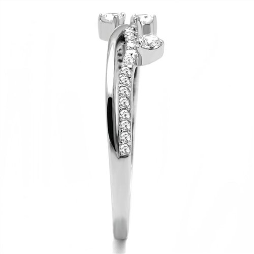 Jewellery Kingdom Ladies Cz Band Flat Floating Solitaires Sterling Handmade Ring (Silver) - Jewelry Rings - British D'sire