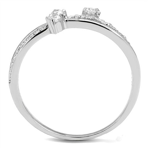 Jewellery Kingdom Ladies Cz Band Flat Floating Solitaires Sterling Handmade Ring (Silver) - Jewelry Rings - British D'sire Main image
