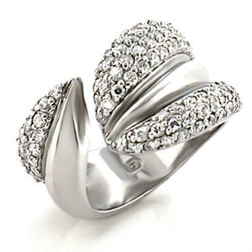 Jewellery Kingdom Ladies Cz Band Pave Rhodium Eternity Realistic Ring (Silver) - Jewelry Rings - British D'sire Main image