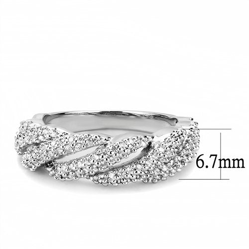Jewellery Kingdom Ladies Cz Band Ring Pave Silver Rhodium Eternity Clear Super Secondary image