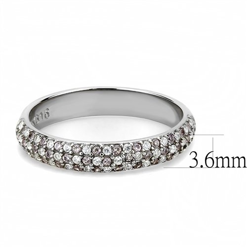 Jewellery Kingdom Ladies Cz Band Ring Stacking Eternity 36mm Pink Stainless Steel Silver - Jewelry Rings - British D'sire