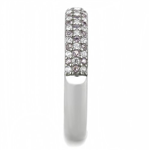 Jewellery Kingdom Ladies Cz Band Ring Stacking Eternity 36mm Pink Stainless Steel Silver - Jewelry Rings - British D'sire