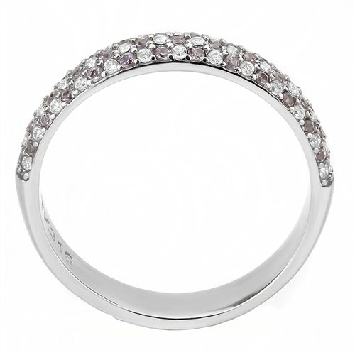 Jewellery Kingdom Ladies Cz Band Ring Stacking Eternity 36mm Pink Stainless Steel Silver - Jewelry Rings - British D'sire