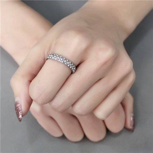 Jewellery Kingdom Ladies Cz Band Ring Stacking Eternity 36mm Pink Stainless Steel Silver - Jewelry Rings - British D'sire