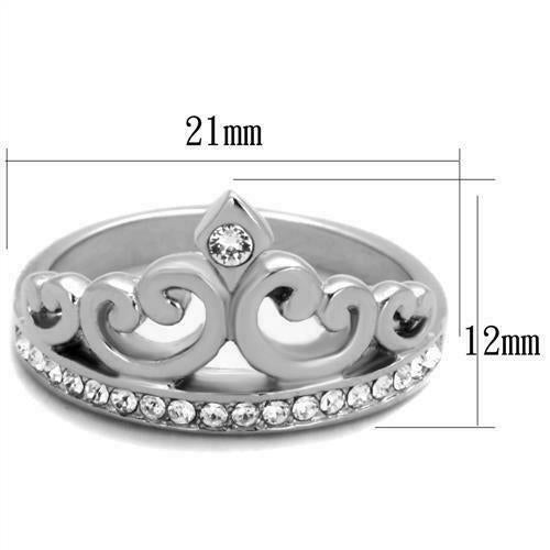 Jewellery Kingdom Ladies Band Flat Cubic Zirconia Stainless Steel Crown Ring (Silver) Secondary image