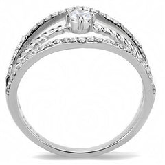 Jewellery Kingdom Ladies Cz Band Solitaire Accents Open Stainless Steel Pretty Ring (Silver) - Rings - British D'sire