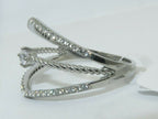 Jewellery Kingdom Ladies Cz Band Solitaire Accents Open Stainless Steel Pretty Ring (Silver) - Rings - British D'sire