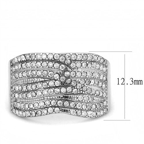 Jewellery Kingdom Ladies CZ Band Wide 12mm Stainless Steel Pave Dress Sparkling Ring (Silver) Secondary image