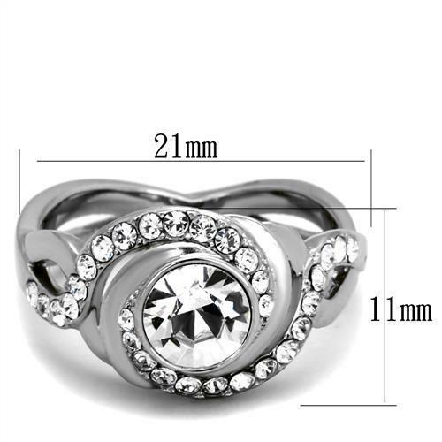 Jewellery Kingdom Ladies Cz Bezel 2 Carat Stainless Steel Swirl Pretty All Sizes Ring (Silver) Secondary image