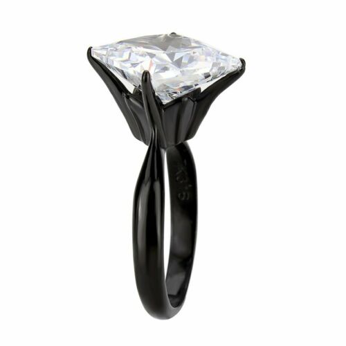 Jewellery Kingdom Ladies Cz Black Solitaire Princess Stainless Steel 4 Carat Raised Ring Secondary image