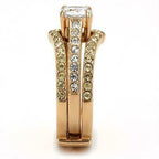 Jewellery Kingdom Ladies Cz Clear Champagne Wedding Engagement Steel 2pc Gold Ring - Jewelry Rings - British D'sire