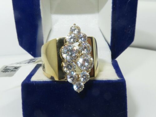 Jewellery Kingdom Ladies Cz Cluster Clear Steel 18kt Steel Sparkling 4 Carat Ring (Gold) - Jewelry Rings - British D'sire