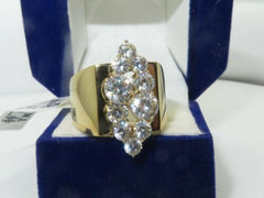 Jewellery Kingdom Ladies Cz Cluster Clear Steel 18kt Steel Sparkling 4 Carat Ring (Gold) - Jewelry Rings - British D'sire