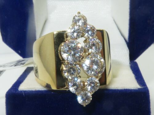Jewellery Kingdom Ladies Cz Cluster Clear Steel 18kt Steel Sparkling 4 Carat Ring (Gold) - Jewelry Rings - British D'sire