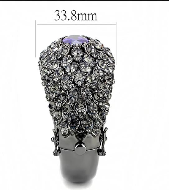 Jewellery Kingdom Ladies Cz Cobalt Chunky Purple Hinged Sparkling Tanzanite Bangle Black - Bracelets & Bangles - British D'sire