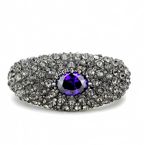 Jewellery Kingdom Ladies Cz Cobalt Chunky Purple Hinged Sparkling Tanzanite Bangle Black Secondary image