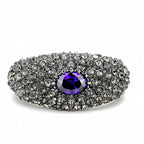 Jewellery Kingdom Ladies Cz Cobalt Chunky Purple Hinged Sparkling Tanzanite Bangle Black - Bracelets & Bangles - British D'sire