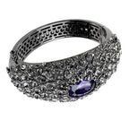 Jewellery Kingdom Ladies Cz Cobalt Chunky Purple Hinged Sparkling Tanzanite Bangle Black - Bracelets & Bangles - British D'sire