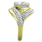 Jewellery Kingdom Ladies Cz Cocktail 4 Carat Solitaire Accents Steel Sparkling Gold Ring - Jewelry Rings - British D'sire