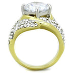 Jewellery Kingdom Ladies Cz Cocktail 4 Carat Solitaire Accents Steel Sparkling Gold Ring - Jewelry Rings - British D'sire