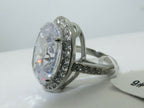 Jewellery Kingdom Ladies Cz Cocktail 8 Carat Stainless Steel Silver Big clear Oval Ring - Jewelry Rings - British D'sire