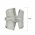 Jewellery Kingdom Ladies CZ Cocktail Statement Pave Cubic Zirconia Big Rhodium Ring (Silver) - Jewelry Rings - British D'sire