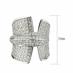 Jewellery Kingdom Ladies CZ Cocktail Statement Pave Cubic Zirconia Big Rhodium Ring (Silver) - Jewelry Rings - British D'sire