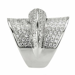 Jewellery Kingdom Ladies CZ Cocktail Statement Pave Cubic Zirconia Big Rhodium Ring (Silver) - Jewelry Rings - British D'sire