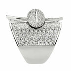 Jewellery Kingdom Ladies CZ Cocktail Statement Pave Cubic Zirconia Big Rhodium Ring (Silver) - Jewelry Rings - British D'sire