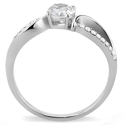 Jewellery Kingdom Ladies Cz Crossover .50 Carat Stainless Steel Pave Clear Pretty Elegant Ring Secondary image